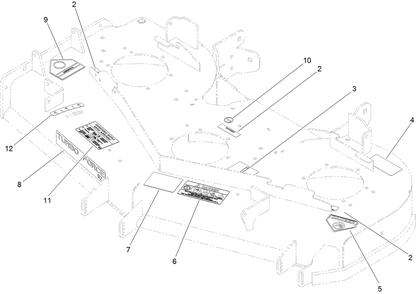 Deck Decal Assembly Diagram and Parts List for 74943CP (312000001-312999999)(2012) Toro Lawn Mower