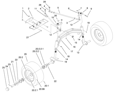 Tie Rods, Spindle, & Front Axle Assembly Diagram and Parts List for 73552 9900001 - 9999999 Toro Lawn Tractor