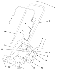 Handle Assembly Diagram and Parts List for 38405 99000001 - 99999999 Toro Snow Blower