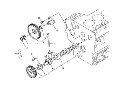 Camshaft And Idle Gear Shaft Assembly Diagram and Parts List for 74264TE (260000001-260999999)(2006) Toro Lawn Mower