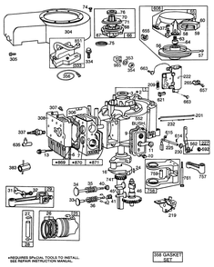 Briggs & Stratton Model No. 253706-0180-01 (Continued) Diagram and Parts List for 30111 6000001 - 6999999 Toro Lawn Tractor Accessories