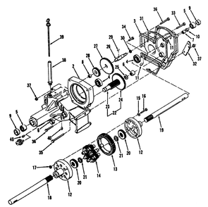 Transaxle Diagram and Parts List for 41-20OE03 2000001 - 2999999 Toro Lawn Tractor