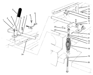 Power Toke-Off Lever Assembly Diagram and Parts List for 30620 790001 - 799999 Toro Lawn Tractor