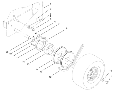 Brake, Wheel Pulley & Wheel Assembly Diagram and Parts List for 30177 991352 - 999999 Toro Lawn Tractor Accessories