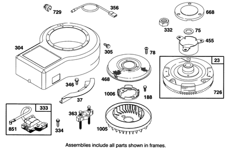 Engine Briggs & Stratton Model 28b707-0122-01 Diagram and Parts List for 70141 49000001 - 49999999 Toro Lawn Tractor