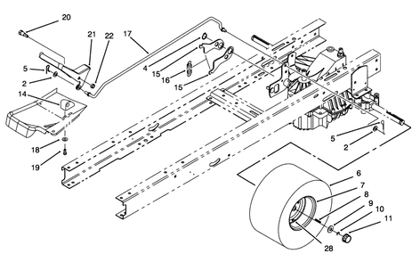 Speed Control & Rear Wheel Assembly Diagram and Parts List for 71191 5900001 - 5910000 Toro Lawn Tractor