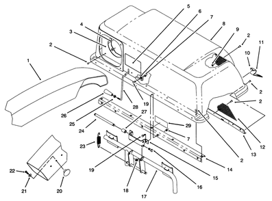Hopper & Chute Assembly Diagram and Parts List for 79102 6900001 - 6999999 Toro Lawn Tractor