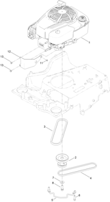 Engine And Pulley Assembly Diagram and Parts List for 20977 316000001 - 316999999 Toro Lawn Mower