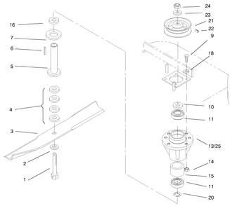 Spindles And Blades Diagram and Parts List for 30194 990201 - 999999 Toro Lawn Mower
