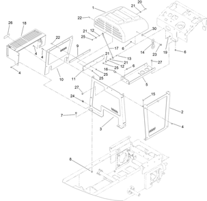 Hood Assembly Diagram and Parts List for 68138G 405600000 - 410499999 Toro Lawn Tractor Accessories