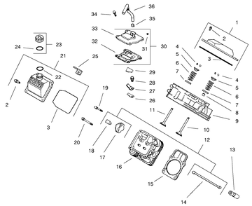 Head/Valve/Breather Diagram and Parts List for 74182 (891200-891564)(1998) Toro Lawn Tractor