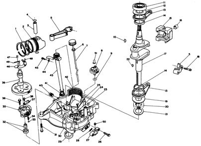 Crankcase Assembly Diagram and Parts List for 30165 3900001 - 3999999 Toro Lawn Tractor Accessories