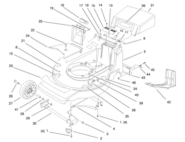 Housing Assembly Diagram and Parts List for 20804 7900001 - 7999999 Toro Lawn Mower