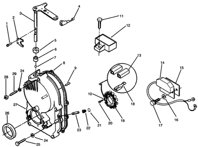 Gearcase & Ignition Controls Diagram and Parts List for 73501 59002869 - 59002946 Toro Lawn Tractor