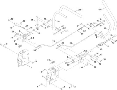 Motion Control Assembly Diagram and Parts List for 75314 409400000 - 411415118 Toro Lawn Tractor