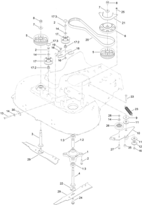Spindle And Belt Assembly Diagram and Parts List for 21199 407700000 - 410243166 Toro Lawn Mower
