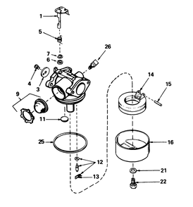 Carburetor No. 632098 Diagram and Parts List for 16775 9000001 - 9999999 Toro Lawn Mower