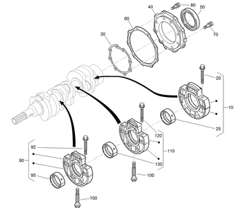 Main Bearing Case Assembly Diagram and Parts List for 22328 408963400 - 409588175 Toro Lawn Tractor Accessories
