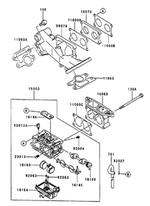 Carburetor Assembly Diagram and Parts List for 74214 (230000001-230006000)(2003) Toro Lawn Mower