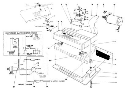 12 Volt Starting Motor Kit 42-3370 (Optional) Diagram and Parts List for 38090 7000001 - 7999999 Toro Snow Blower