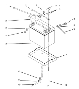 Battery Diagram and Parts List for 73421 5900001 - 5901046 Toro Lawn Tractor