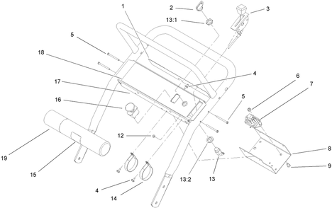 Part Location Diagram of 107-4101 Toro CABLE-THROTTLE