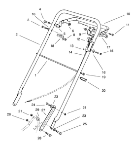 Handle Assembly Diagram and Parts List for 22031 9900001 - 9999999 Toro Lawn Mower