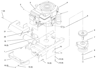 Single Cylinder Engine, Muffler, And P.T.O. Diagram and Parts List for 72064 7900001 - 7999999 Toro Lawn Tractor
