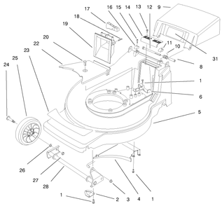 Deck Assembly Diagram and Parts List for 20914 9900001 - 9999999 Toro Lawn Mower