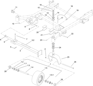 Caster Wheel And Z Stand Assembly Diagram and Parts List for 74268 (313000001-313999999)(2013) Toro Lawn Mower