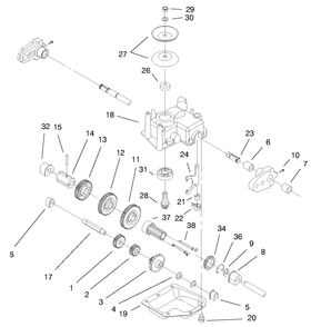 Gear Case Assembly Diagram and Parts List for 20776 9900001 - 9999999 Toro Lawn Mower