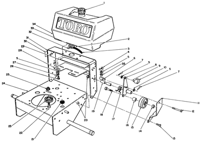 Frame Assembly Diagram and Parts List for 30112 0000001 - 0999999 Toro Lawn Tractor Accessories