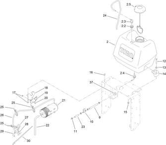 Fuel System Assembly Diagram and Parts List for 39488 (312000001-312999999)(2012) Toro Lawn Mower