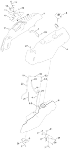 Body Styling And Fuel Pod Assembly Diagram and Parts List for 75755 412720000 - 414169999 Toro Lawn Tractor