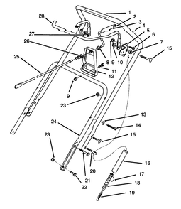 Handle Assembly Diagram and Parts List for 38185 6900001 - 6999999 Toro Snow Blower