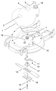 Engine And Blade Assembly Diagram and Parts List for 20040 9900001 - 9999999 Toro Lawn Mower