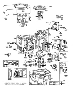Engine Briggs & Stratton Model 253707-0157-01 Diagram and Parts List for 57358 7000001 - 7999999 Toro Lawn Mower