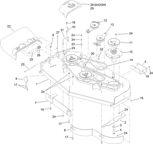 Deck Assembly Diagram and Parts List for 79548 (312000001-312999999)(2012) Toro Lawn Mower