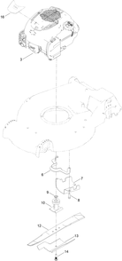 Engine And Blade Assembly Diagram and Parts List for 21690 400000000 - 410999999 Toro Lawn Mower