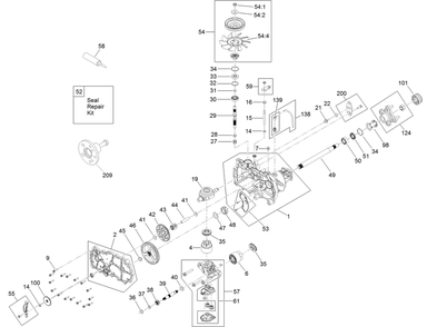 Lh Transaxle Assembly No. 139-7470 Diagram and Parts List for 77507 400000000 - 415499999 Toro Lawn Tractor