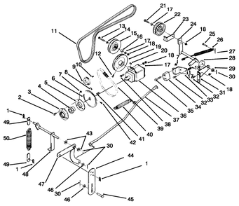 Gear Case And Belt Assembly Diagram and Parts List for 79361 4900001 - 4999999 Toro Lawn Tractor