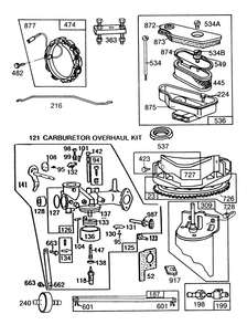 Engine Briggs & Stratton Model 253707-0157-01 (Continued) Diagram and Parts List for 57365 7000001 - 7999999 Toro Lawn Tractor
