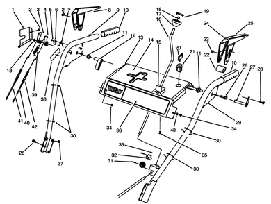 Handle Assembly Diagram and Parts List for 38556 6900001 - 6999999 Toro Snow Blower