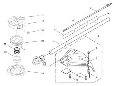 Head, Shaft And Shield Assembly Diagram and Parts List for 53002 790001 - 799999 Toro Trimmer