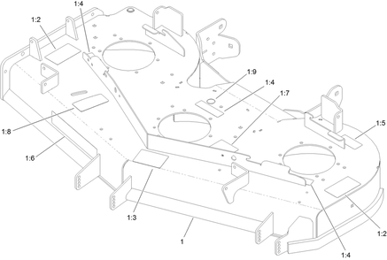 Deck Decal Assembly No. 140-1168 Diagram and Parts List for 72906 412200000 - 999999999 Toro Lawn Tractor