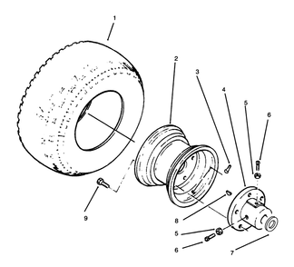 Rear Wheels And Tires Diagram and Parts List for 73520 5900178 - 5999999 Toro Lawn Tractor