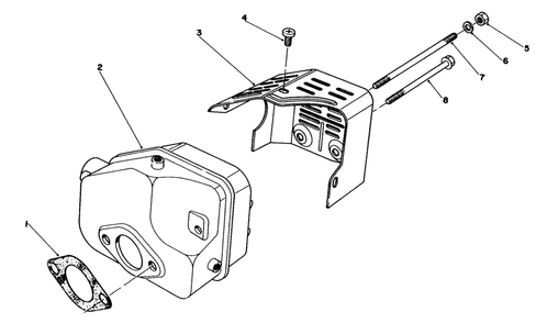 Muffler Assembly Diagram and Parts List for 20581 3000001 - 3999999 Toro Lawn Mower
