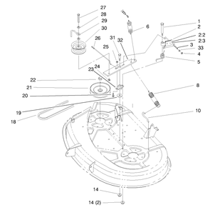 Pulley & Belt Assembly (38" Cutting Unit) Diagram and Parts List for 71215 7900001 - 7999999 Toro Lawn Tractor