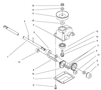 Gear Case Assembly Diagram and Parts List for 26683 0000001 - 0999999 Toro Lawn Mower