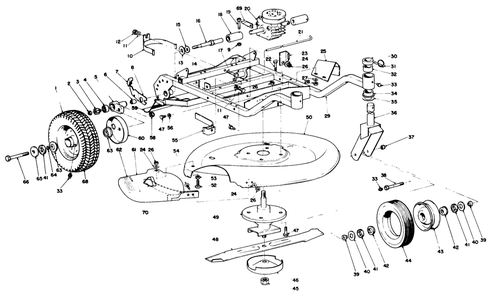 Frame And Cutter Housing Assembly Diagram and Parts List for 23267 1000001 - 1999999 Toro Lawn Mower